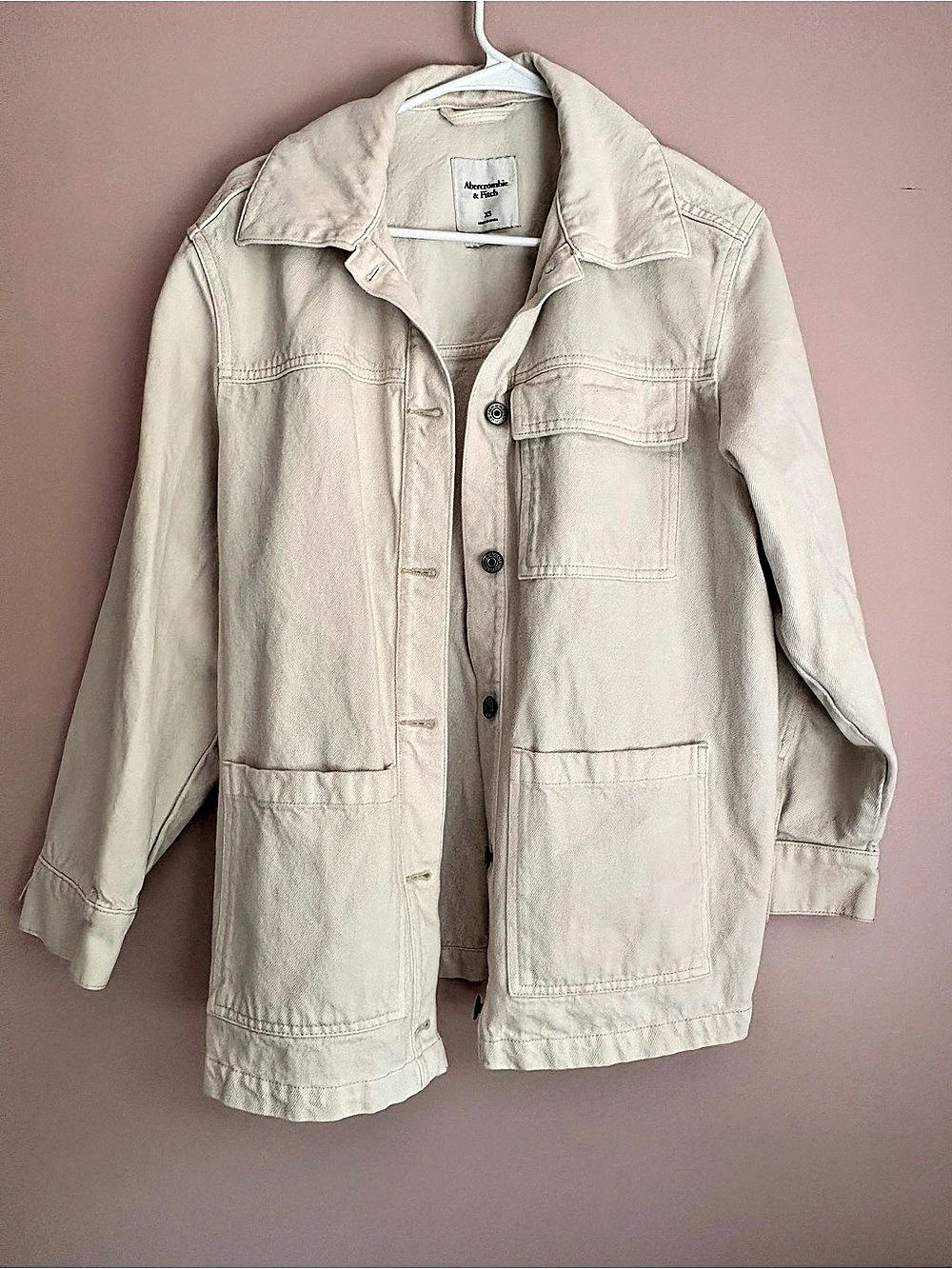 Abercrombie & Fitch Denim Utility Jacket Cream XS
